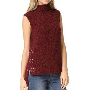 3.1 Phillip Lim Size S Burgundy Wool Blend Sleeveless Turtleneck Sweater